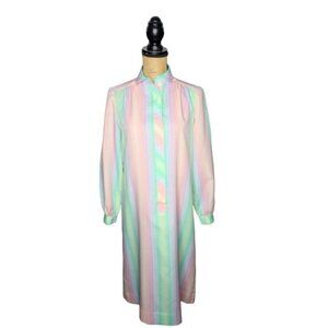 Vintage 60s Schrader Sport NY Pastel Striped Casual House Dress